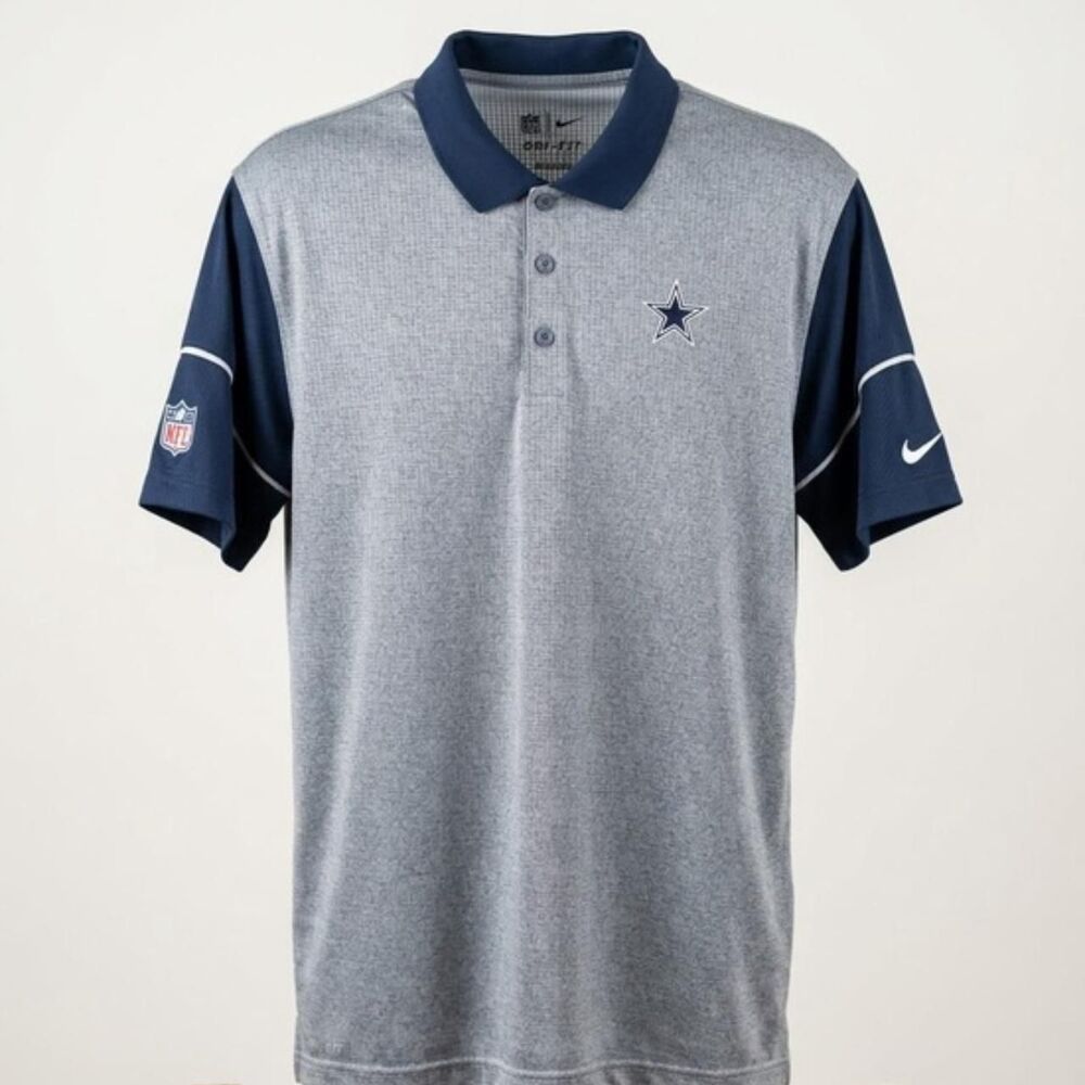 Nike Men's Grey and Blue Polo-shirts